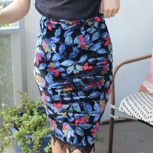 ASTR Velvet Floral Pencil Skirt